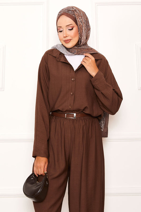 Relaxed Fit Shalwar Trouser Suit in Tan