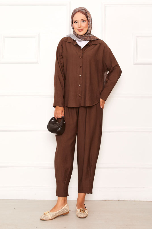 Relaxed Fit Shalwar Trouser Suit in Tan
