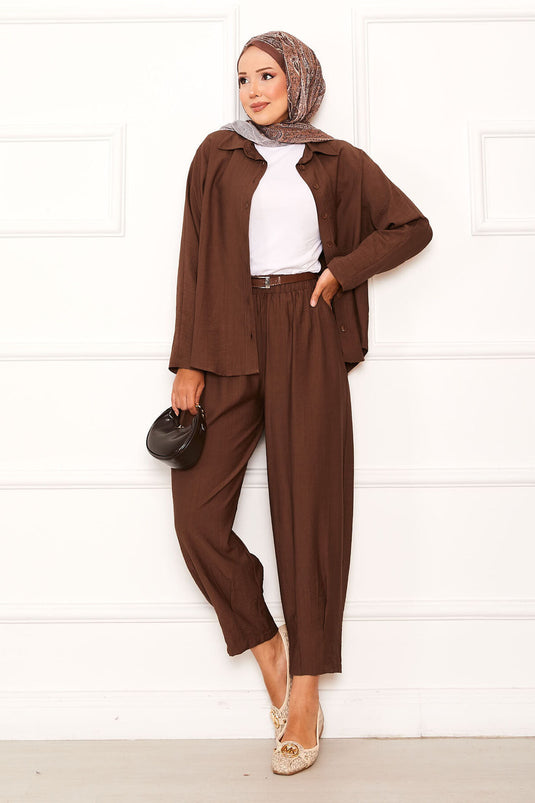 Relaxed Fit Shalwar Trouser Suit in Tan