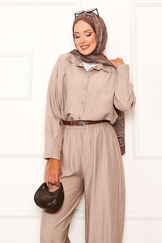 Relaxed Fit Shalwar Trouser Suit Stone