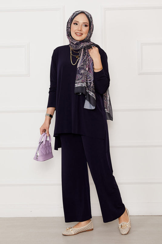 Costume deux pièces Sandy coupe décontractée bleu marine