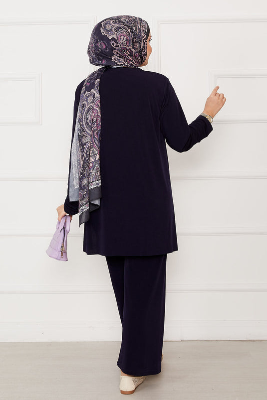 Costume deux pièces Sandy coupe décontractée bleu marine