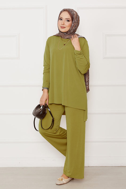 Casual Fit Double Sandy Set Ölgrün