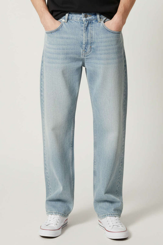 بنطال رجالي من القطن بجيب وقصة عادية باللون النعناعي