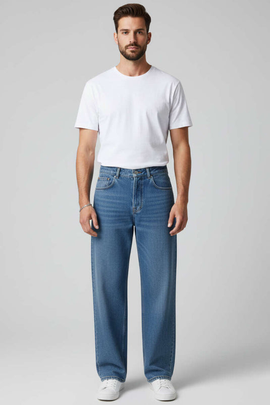 Regular Fit Men's Denim Trousers Blue