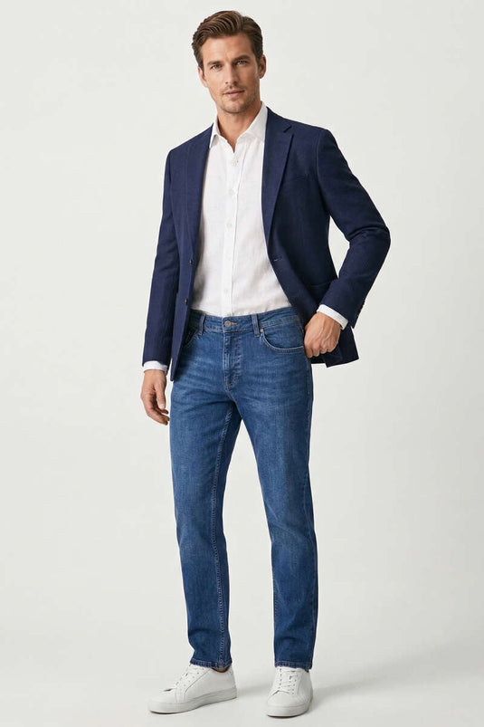 Regular Fit Herrenjeans mit Lycra und Taschen, Blau