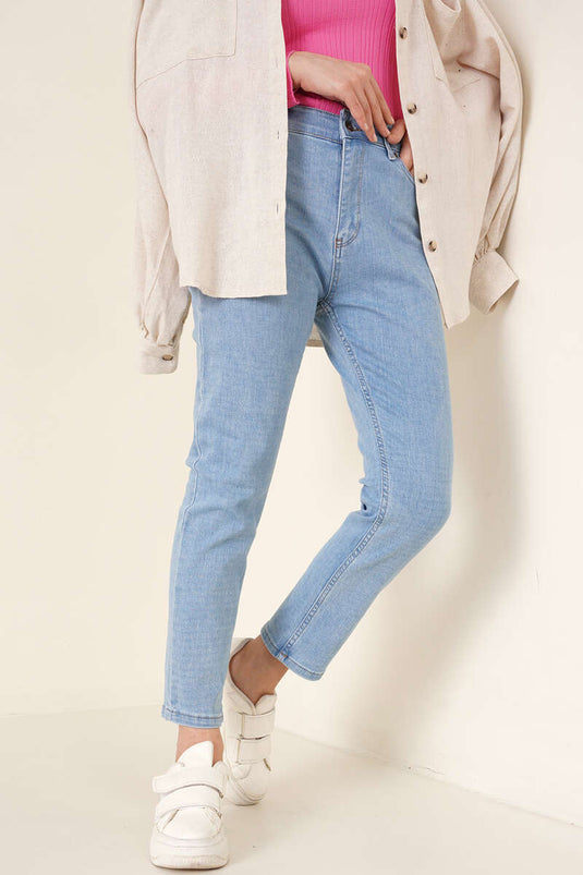 Regular Fit Stretch Pants Light Blue