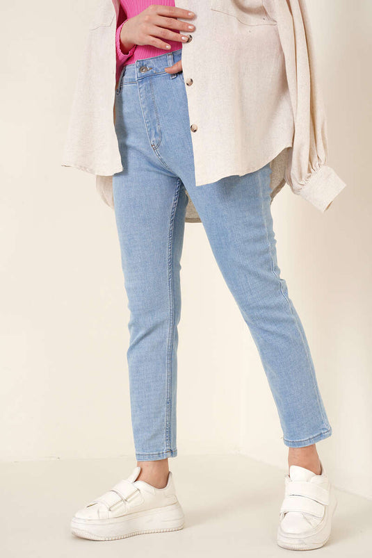 Regular Fit Stretch Pants Light Blue