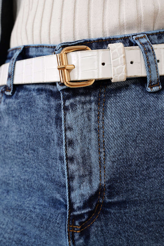 بنطلون ليكرا بقصة عادية ثلجي متوسط