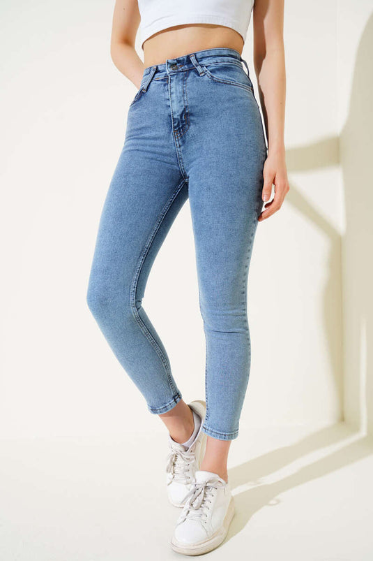 Regular Fit Lycra Trousers Blue