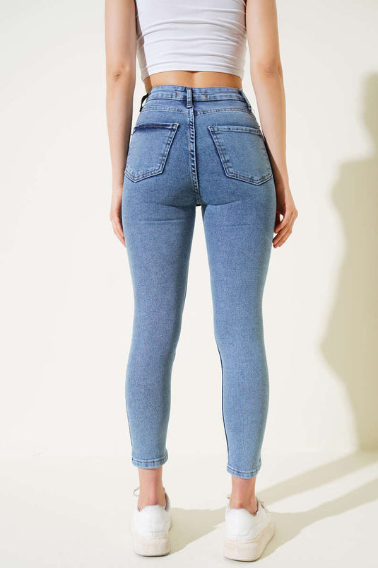 Regular Fit Lycra Trousers Blue