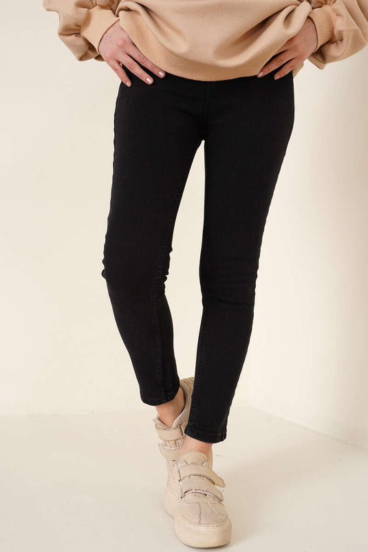 Regular Fit Lycra Pants Black