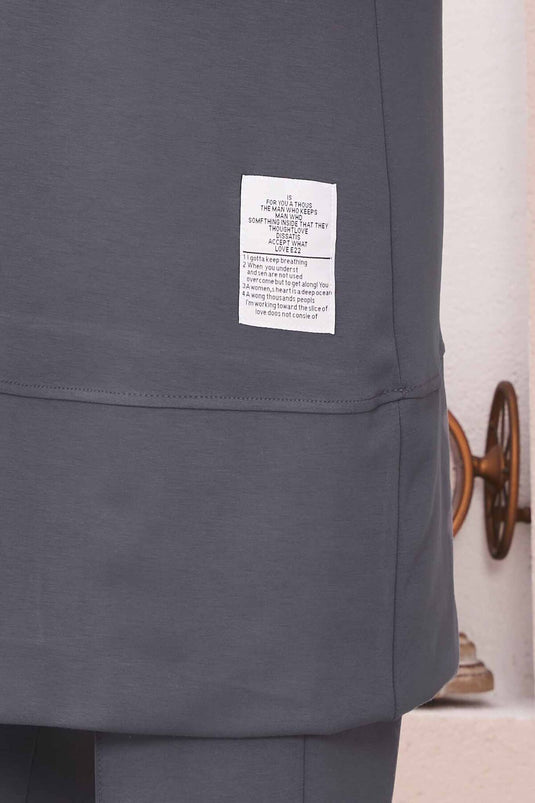 بدلة حجاب من قطعتين مع قلنسوة من ريلاكس إمبليم، لون دخاني