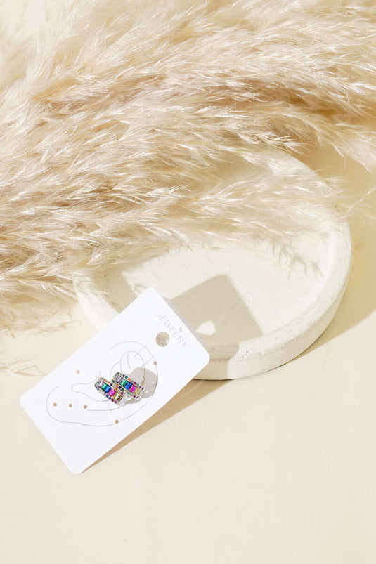 Boucle D'oreille Cartilage Pierre Colorée Argent