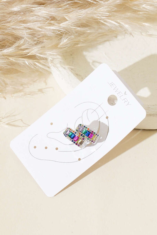 Boucle D'oreille Cartilage Pierre Colorée Argent