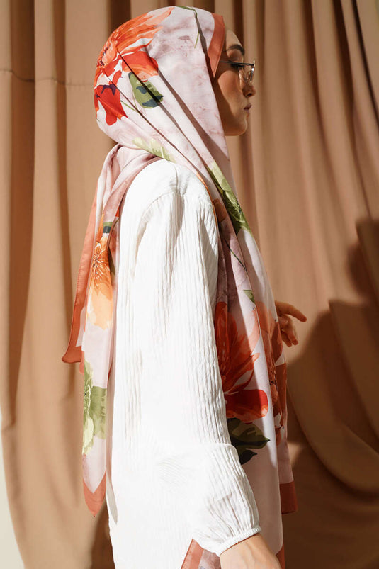 Retro Çiçek Desenli Şal Taba