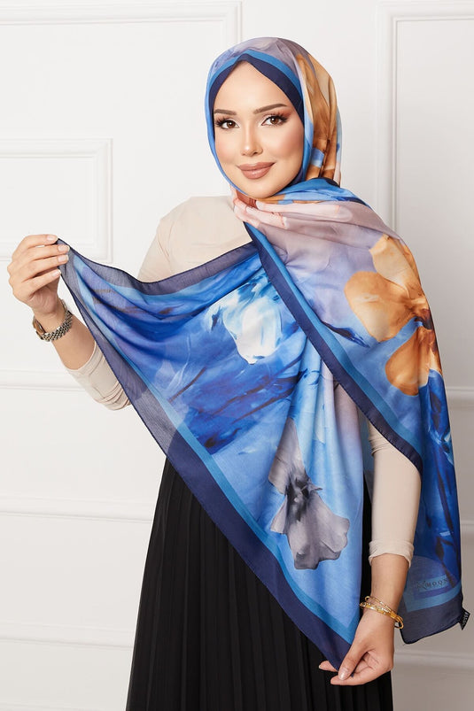 Retro Floral Patterned Hijab Shawl -10