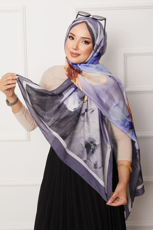 Retro Floral Patterned Hijab Shawl -17