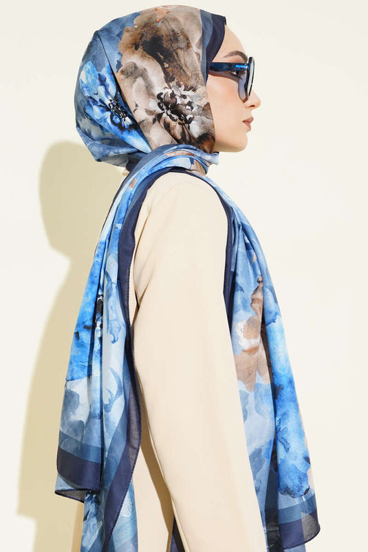 Foulard rétro Daisy bleu marine
