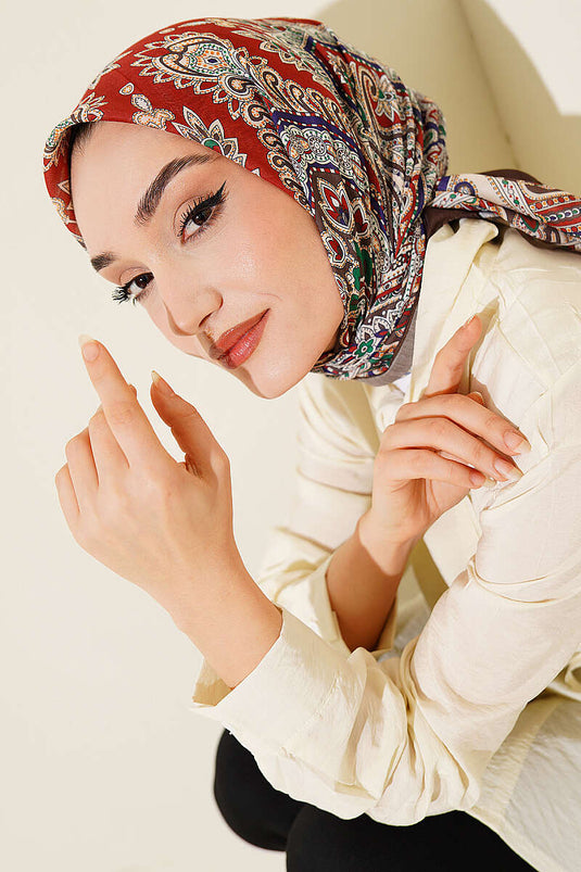 وشاح أناقة ريترو بنقشة القهوة