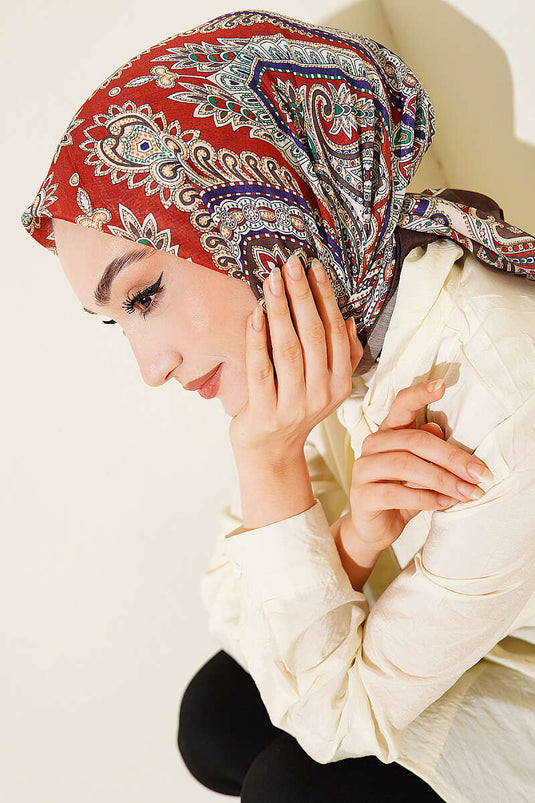 وشاح أناقة ريترو بنقشة القهوة