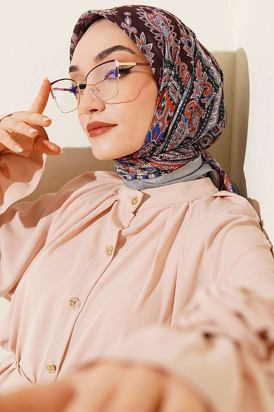 وشاح ريترو ديزين أناقة بلون أخضر مائي