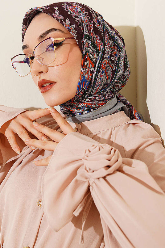 وشاح ريترو ديزين أناقة بلون أخضر مائي