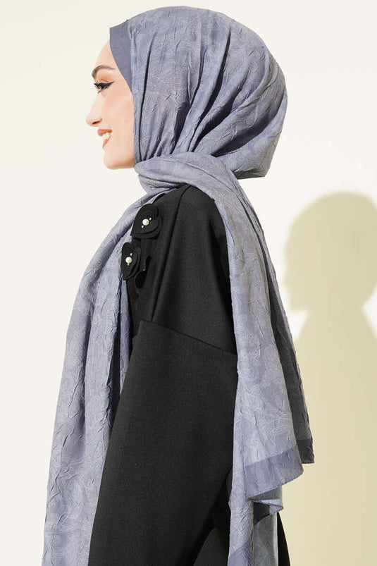 شال كاش رمادي بنقشة عتيقة من الخيزران