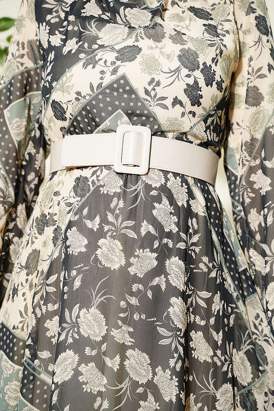 Robe En Chiffon À Motif Rétro Menthe
