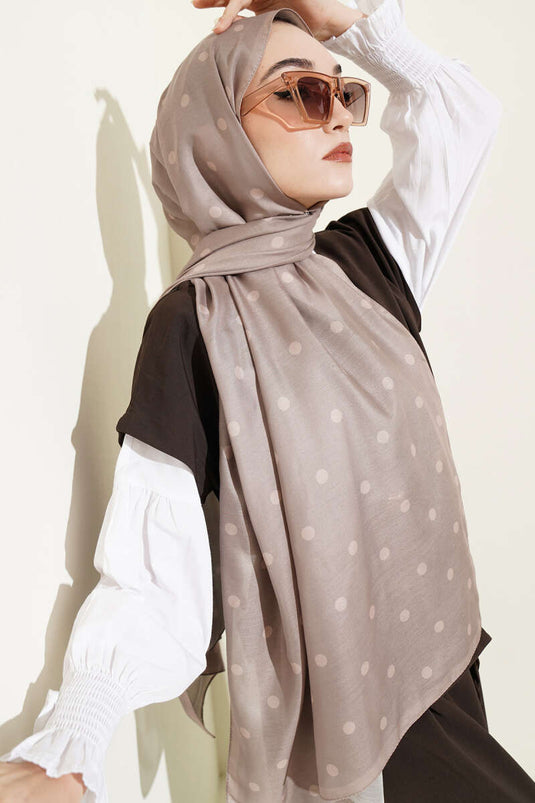 وشاح بيج بنقشة نقاط البولكا الكلاسيكية