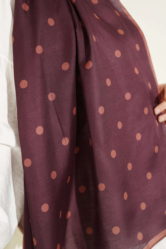 Retro Polka Dot Patterned Scarf Plum
