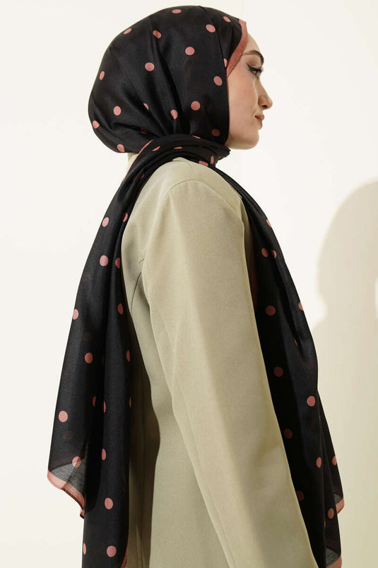 Foulard rétro à pois noir latte