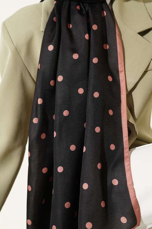 Foulard rétro à pois noir latte