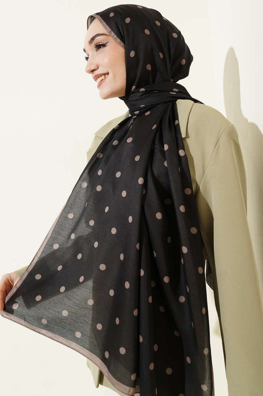 Retro polkadot sjaal zwart vison
