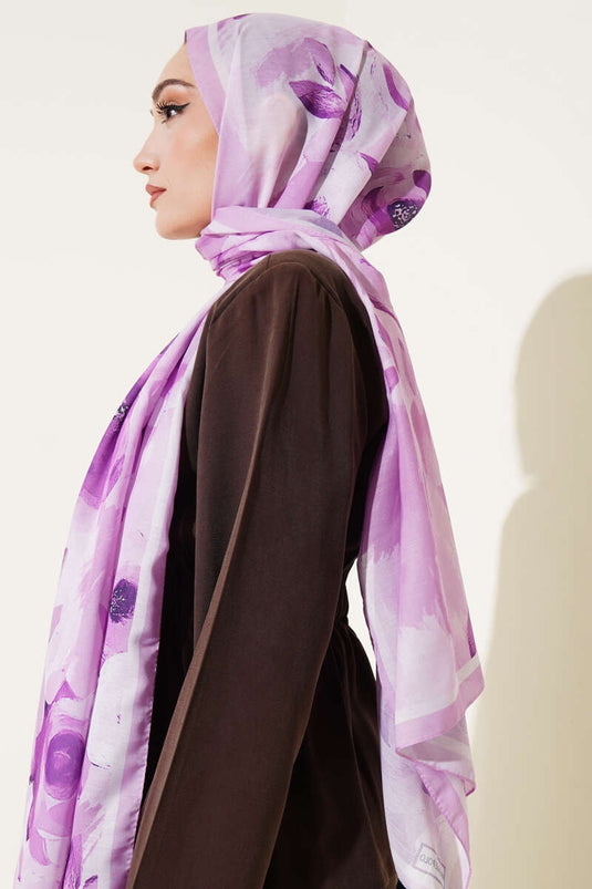 Retro Rose Desen Şal Lila