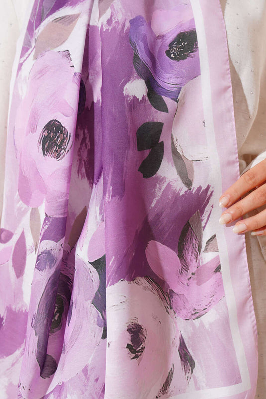 Retro Rose Pattern Shawl Violet