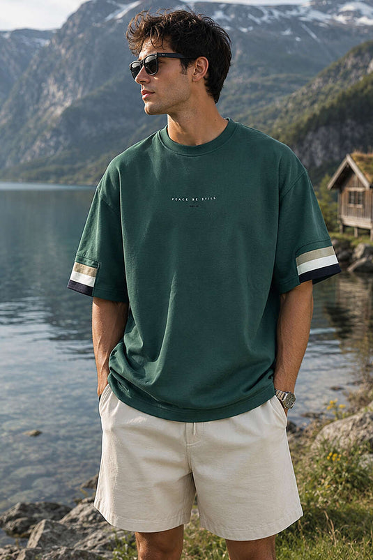Ribana Detaylı Baskılı Erkek T-shirt Nefti