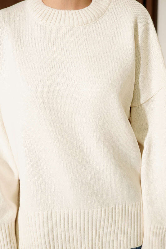 Ribana Görünümlü Triko Tunik Bej