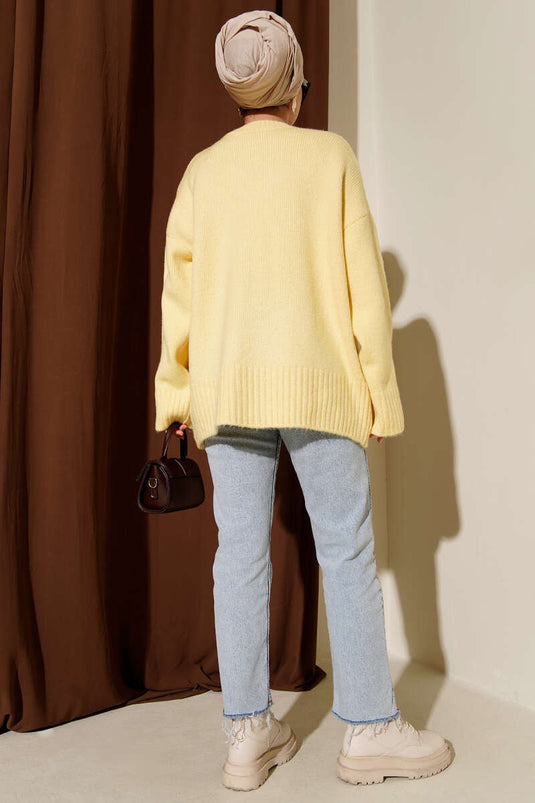 Tunique jaune en maille côtelée