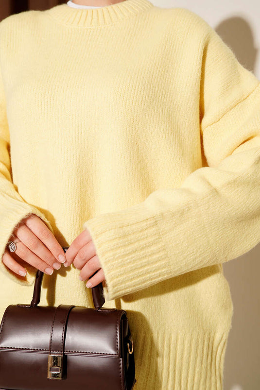 Tunique jaune en maille côtelée