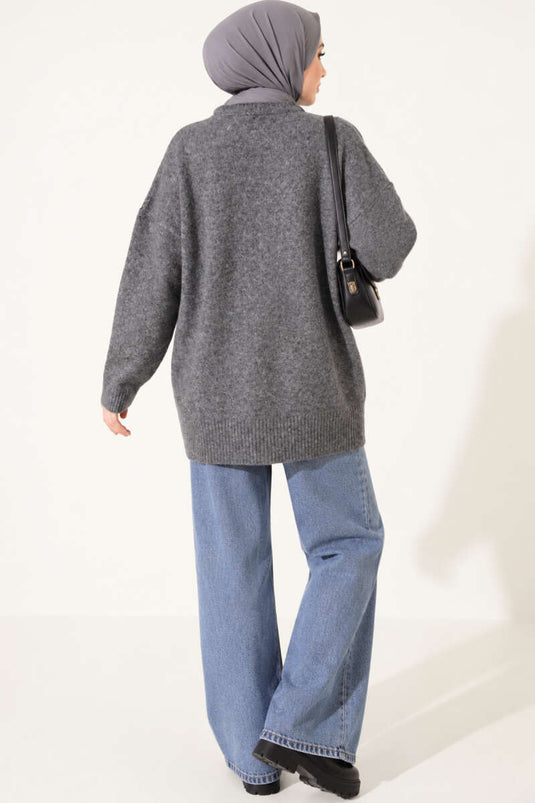 تونيك كريب بكتافات منخفضة مخملي رمادي دخاني