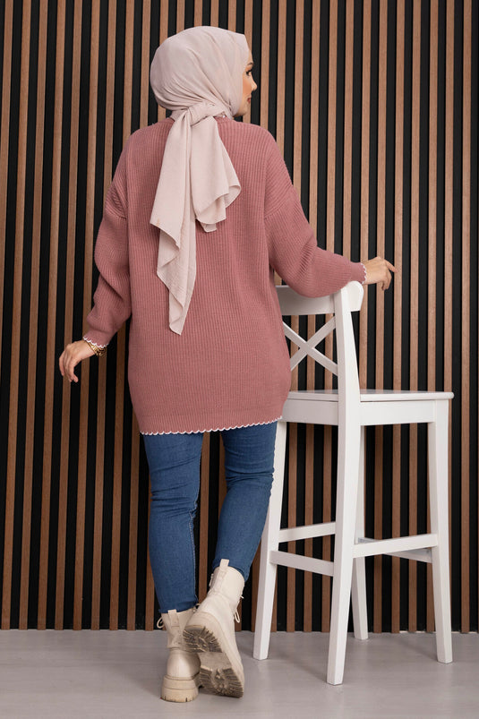 Ribbed Oversize Knit Sweater Powder Pink