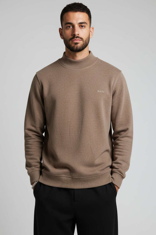 Geripptes Thessaloniki Herren-Sweatshirt, Braun