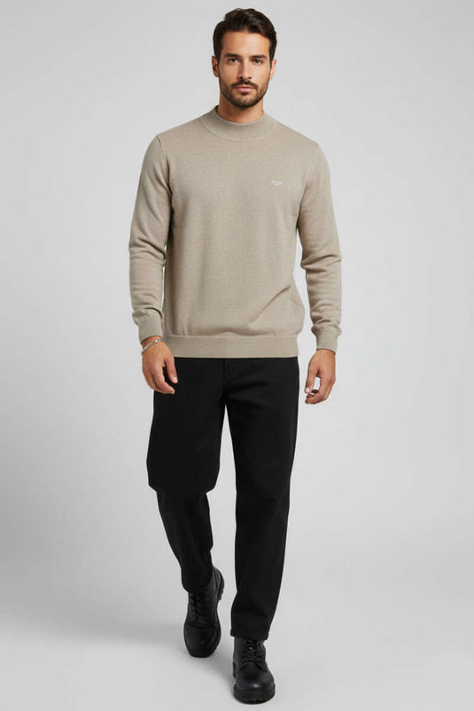 Sweat-shirt pour homme en molleton côtelé couleur vison