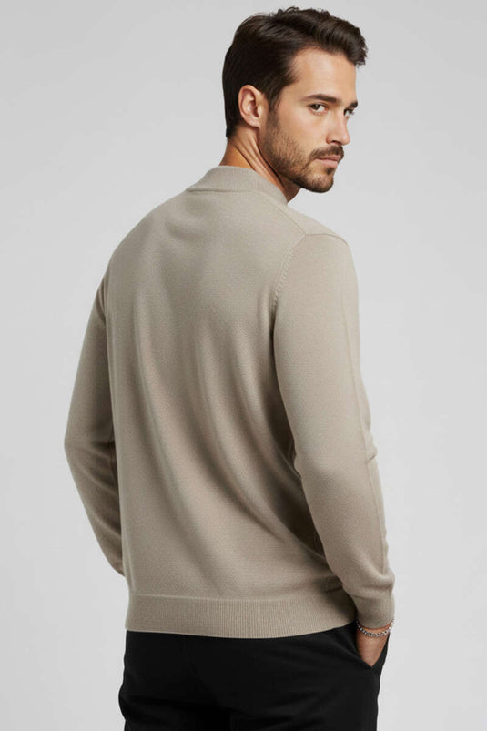 Sweat-shirt pour homme en molleton côtelé couleur vison