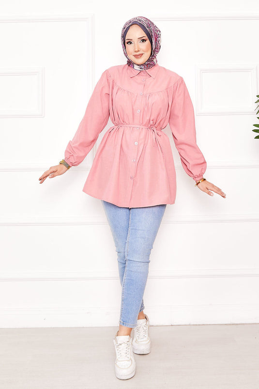 Chemise hijab froncée à taille nouée Roba Poudre