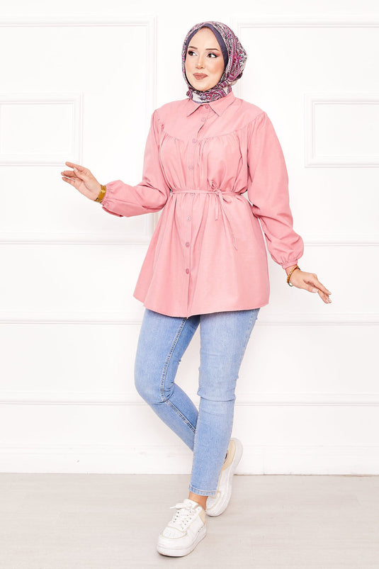 Chemise hijab froncée à taille nouée Roba Poudre