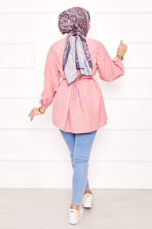 Chemise hijab froncée à taille nouée Roba Poudre