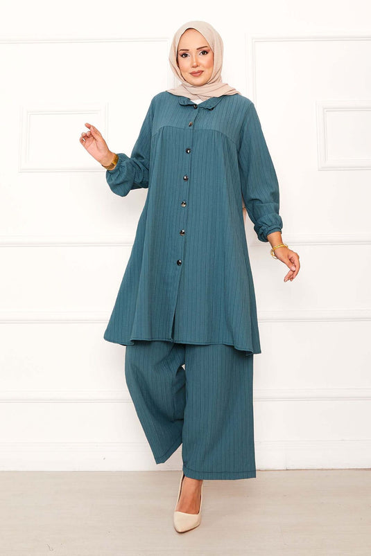 Buttoned Two-Piece Suit with Yoke Detail Mint