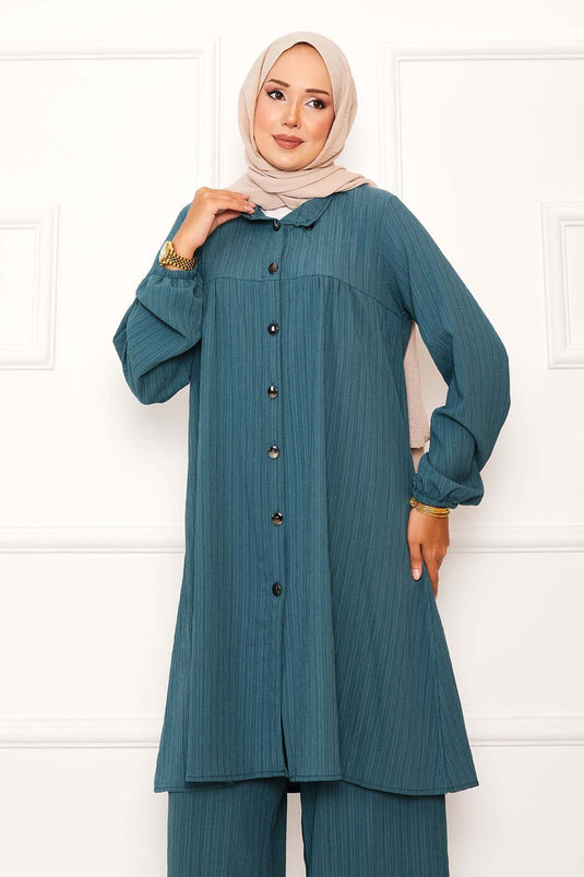 Buttoned Two-Piece Suit with Yoke Detail Mint